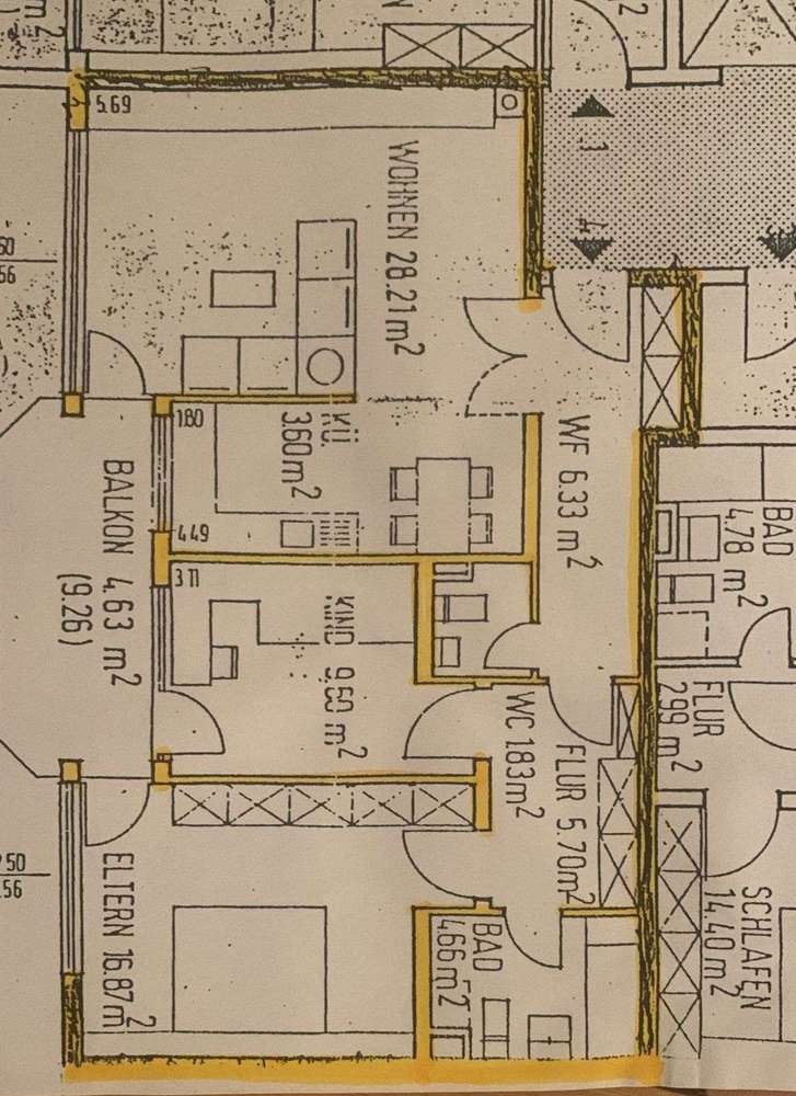 Schöne geschnittene 3 Zi. Etagen-Wohnung mit Balkon und TG Platz  ---zentral zur Mainzer City----